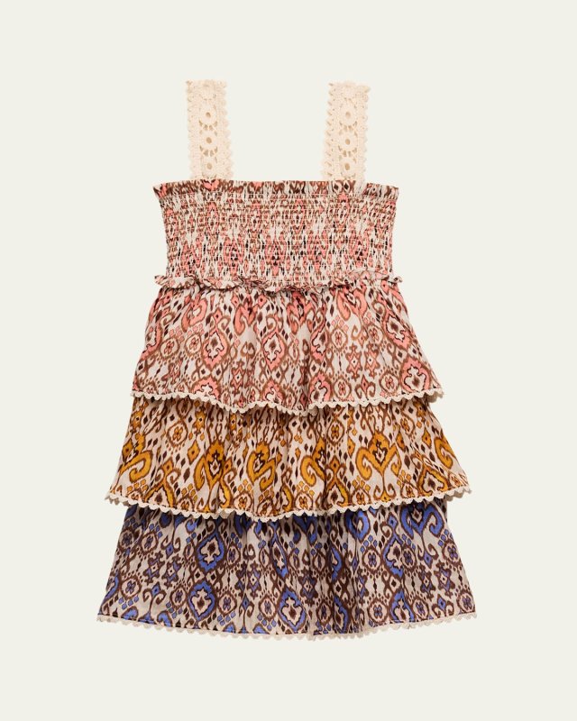Girl's Wylie Tiered Multicolor Paisley-Print Dress, Size 1-